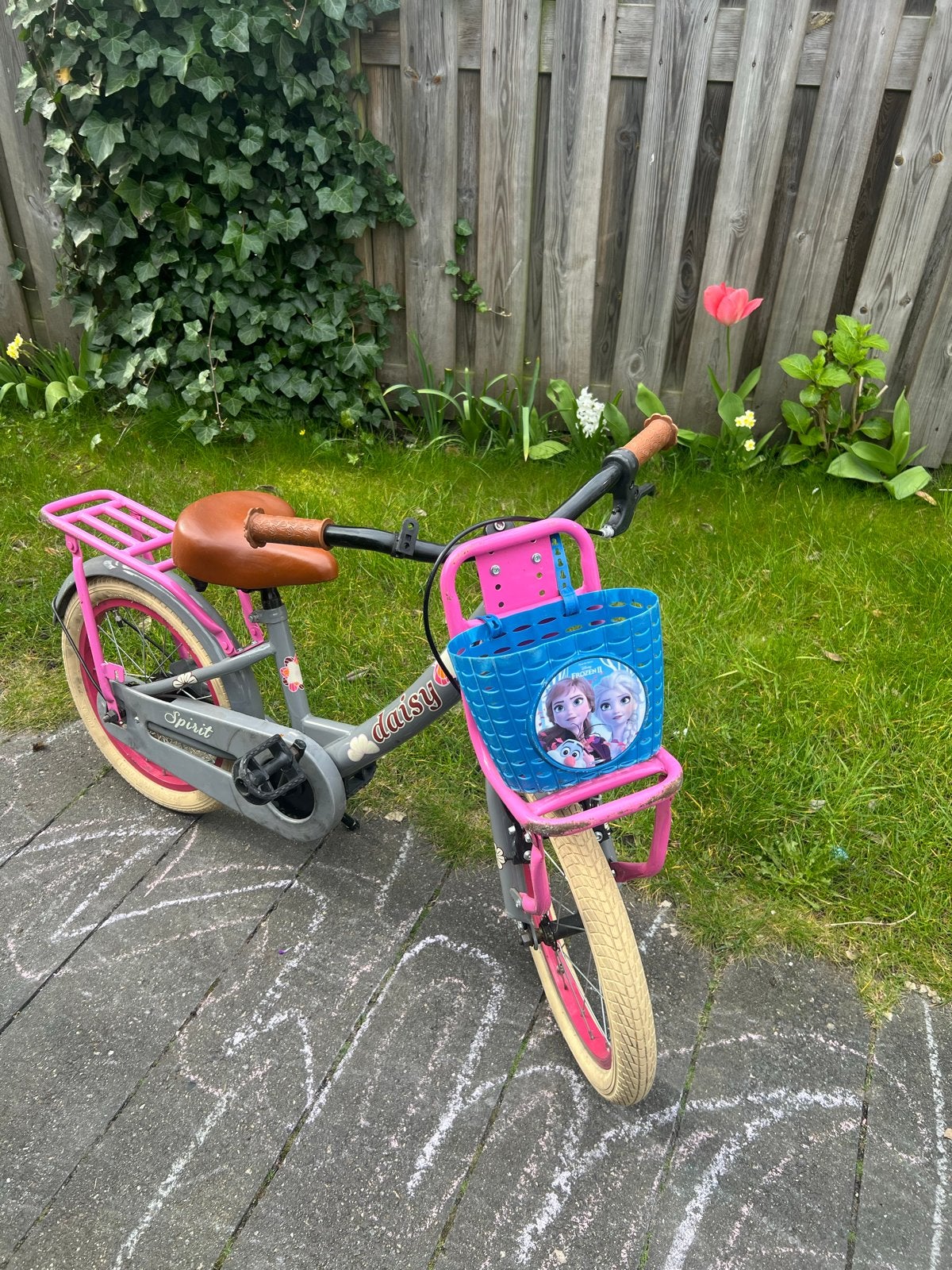 Kinderfiets Daisy Spirit 16 inch met mandje, Ophalen, Gebruikt, Terugtraprem, 16 tot 20 inch
