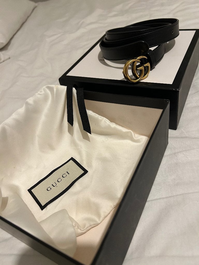 Gucci riem dames, Ophalen, 80 tot 90 cm, 3 tot 5 cm, Zwart
