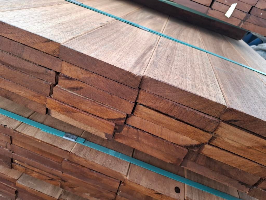 Hardhout vlonderplanken glad diverse lengtes bezorgen mogeli, Ophalen, Planken, Nieuw, Hardhout