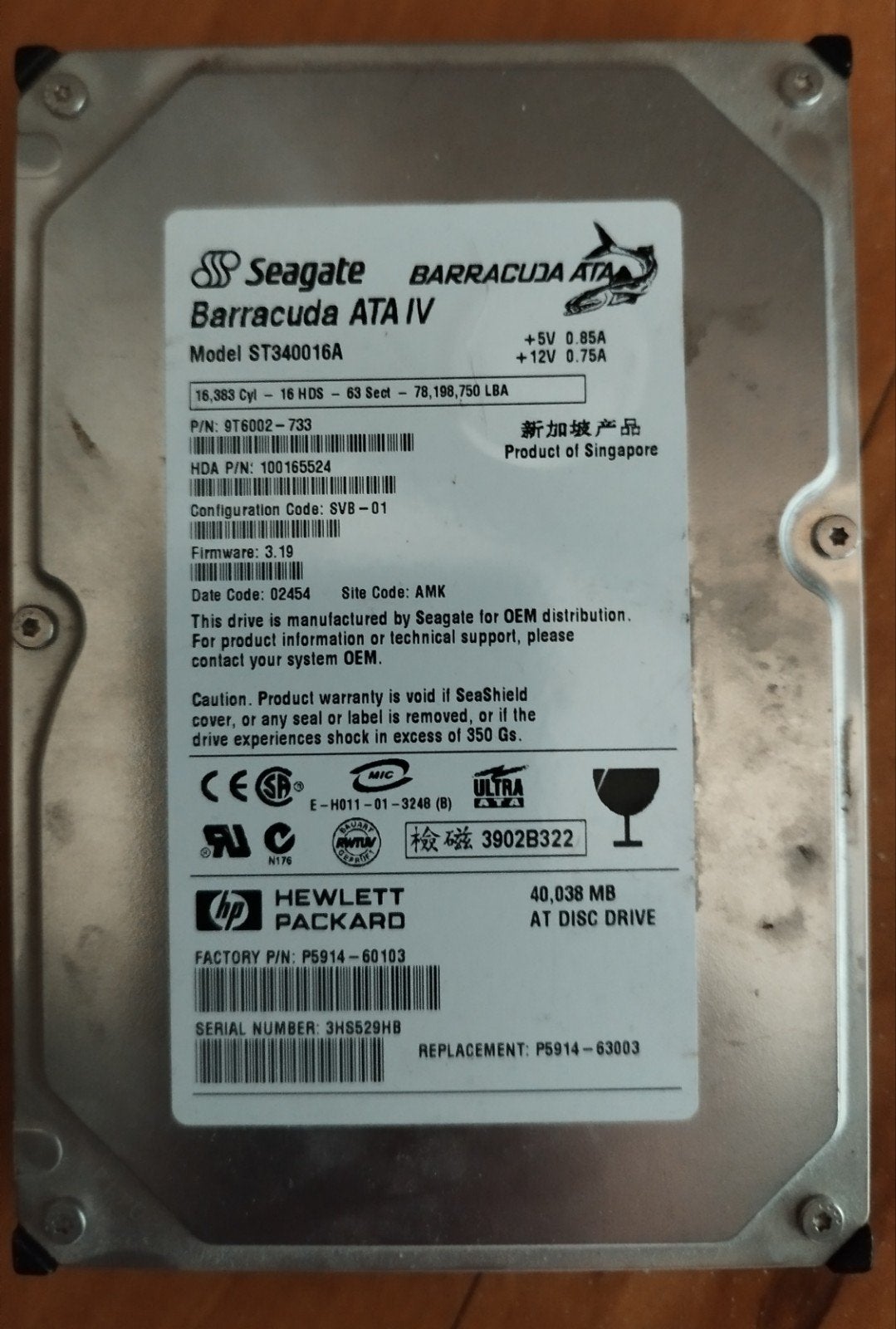 Seagate Barracuda ATA IV 40GB HDD - Intern, IDE, Computers en Software, Harde schijven, Intern, Gebruikt, HDD, Ophalen of Verzenden