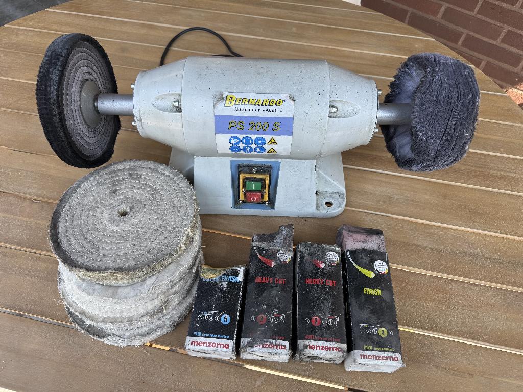 Bernardo PS 200 S polijstmachine met 200mm schijven en pasta, Auto diversen, Ophalen, Gebruikt