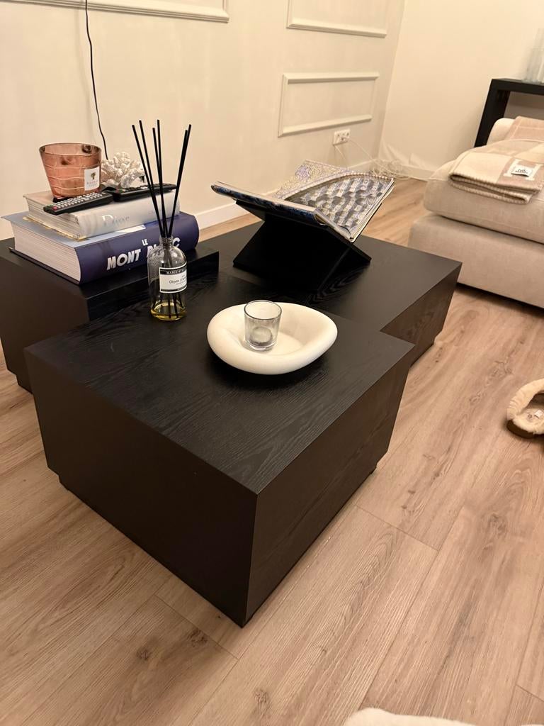 WOOOD essentials Set van 3 - Pim bijzettafels zwart, Gebruikt, 50 tot 100 cm, Vierkant, Ophalen of Verzenden