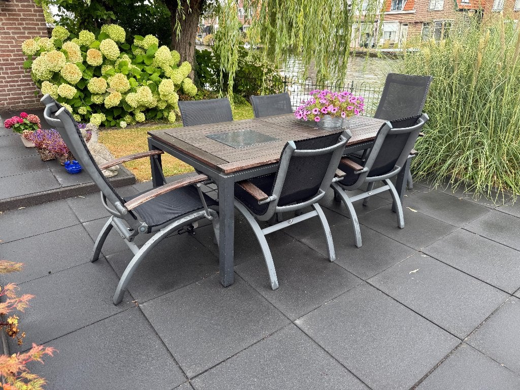 Tuinstel, Tuin en Terras, Tuinsets en Loungesets, Ophalen, Gebruikt, 6 zitplaatsen, Aluminium