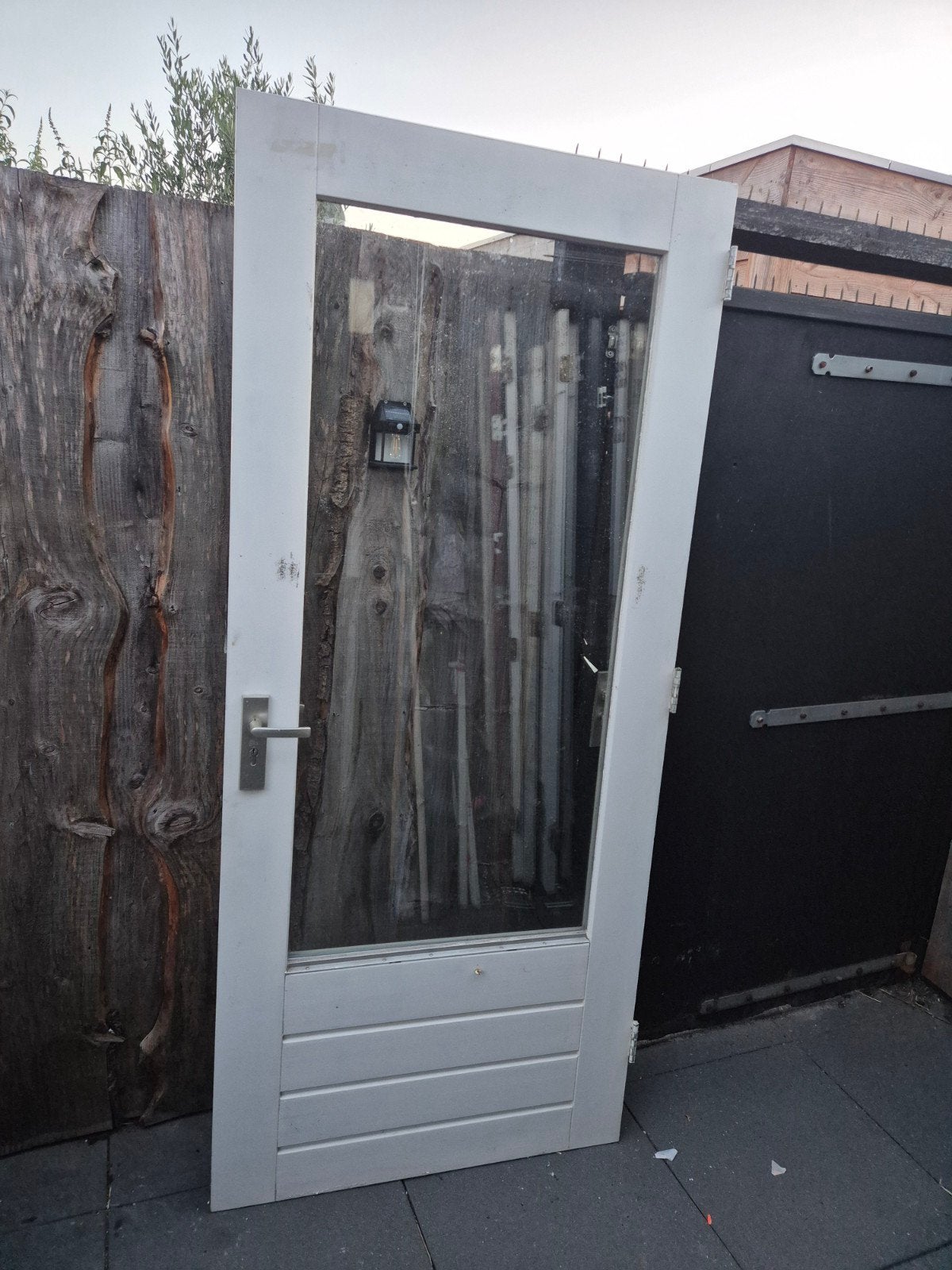 Hardhouten buitendeur. 93x211.5cm. Dubbelglas., Ophalen, Gebruikt, 80 tot 100 cm, Buitendeur