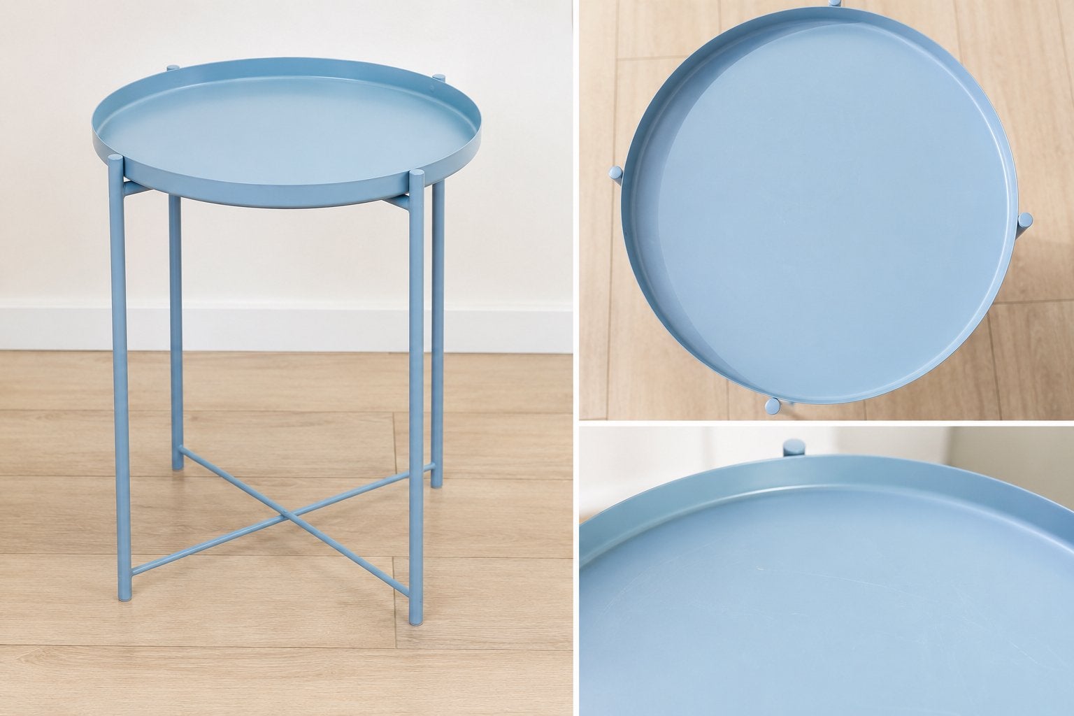 IKEA GLADOM bijzettafel lichtblauw Ø45 cm, Minder dan 55 cm, Rond, Zo goed als nieuw, Ophalen