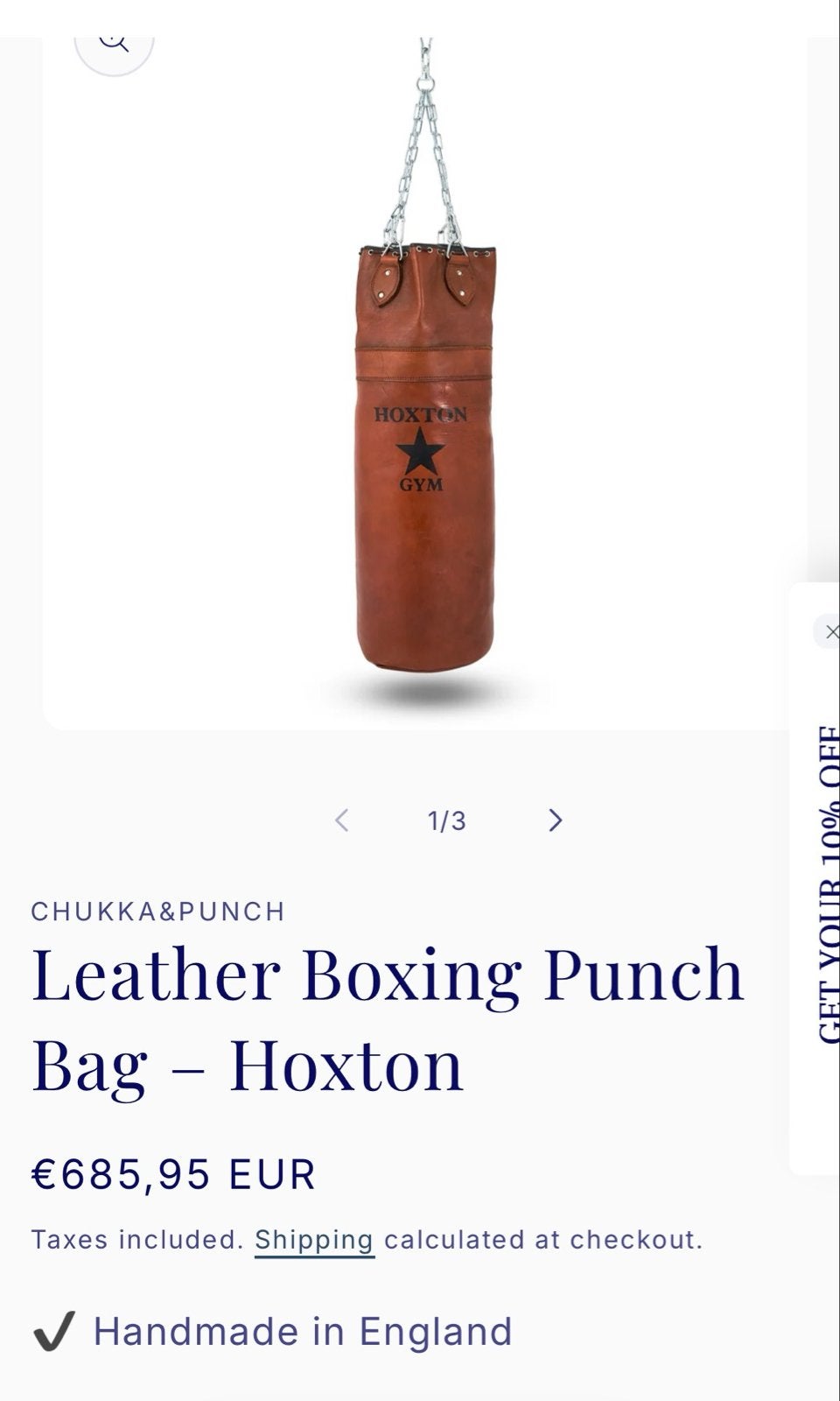 Vintage Leren Bokszak - Hoxton London Gym - Collectors Item, Ophalen, Gebruikt, Bokszak