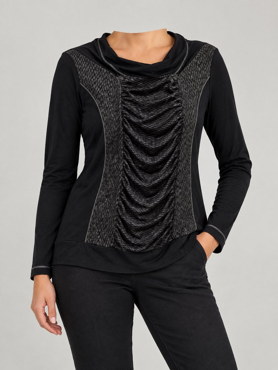 Chique Beate Heyman top, maat 42, Verzenden, Zwart, Maat 42/44 (L), Lange mouw