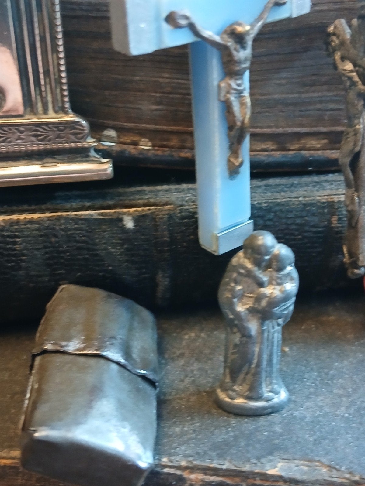 klein antiek reis ikoontje / bescherm heilige, Antiek en Kunst, Verzenden