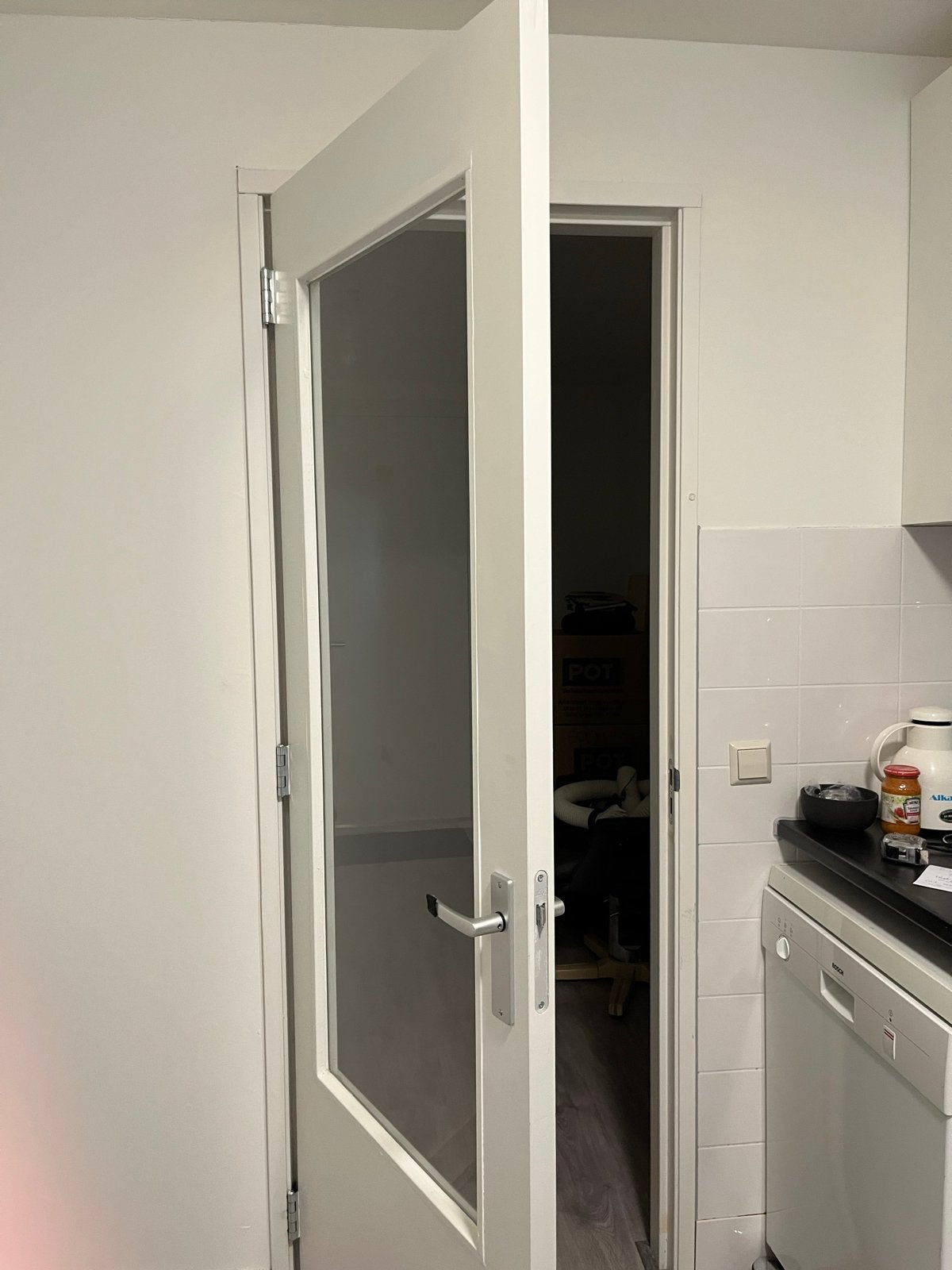 Nieuwe witte binnendeur met glas, 204x73 cm, Ophalen, Minder dan 80 cm, Binnendeur, Nieuw