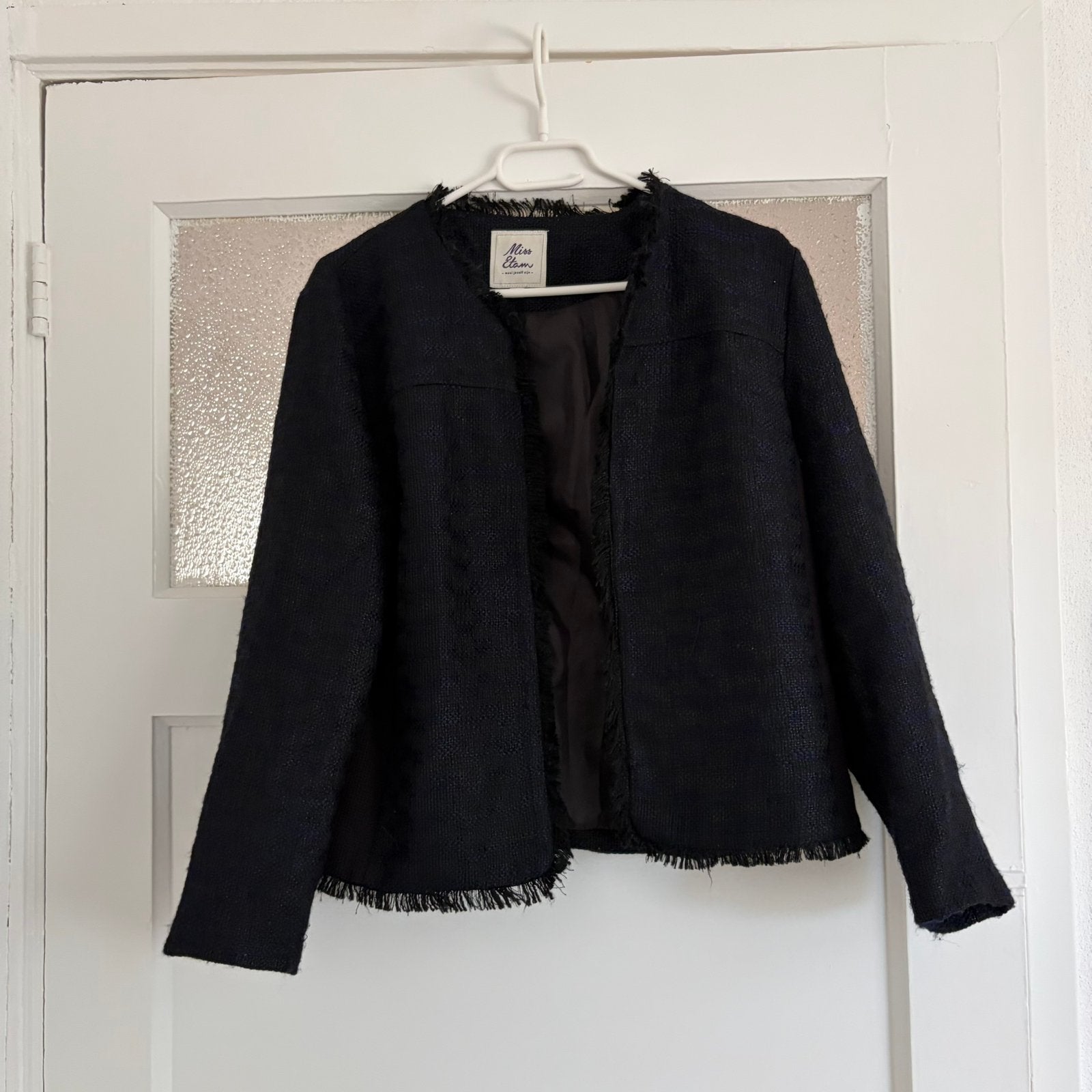 Zwart-Blauw Bouclé / Tweed Jasje - Miss Etam - Maat 38, Maat 38/40 (M), Verzenden, Zwart, Zo goed als nieuw