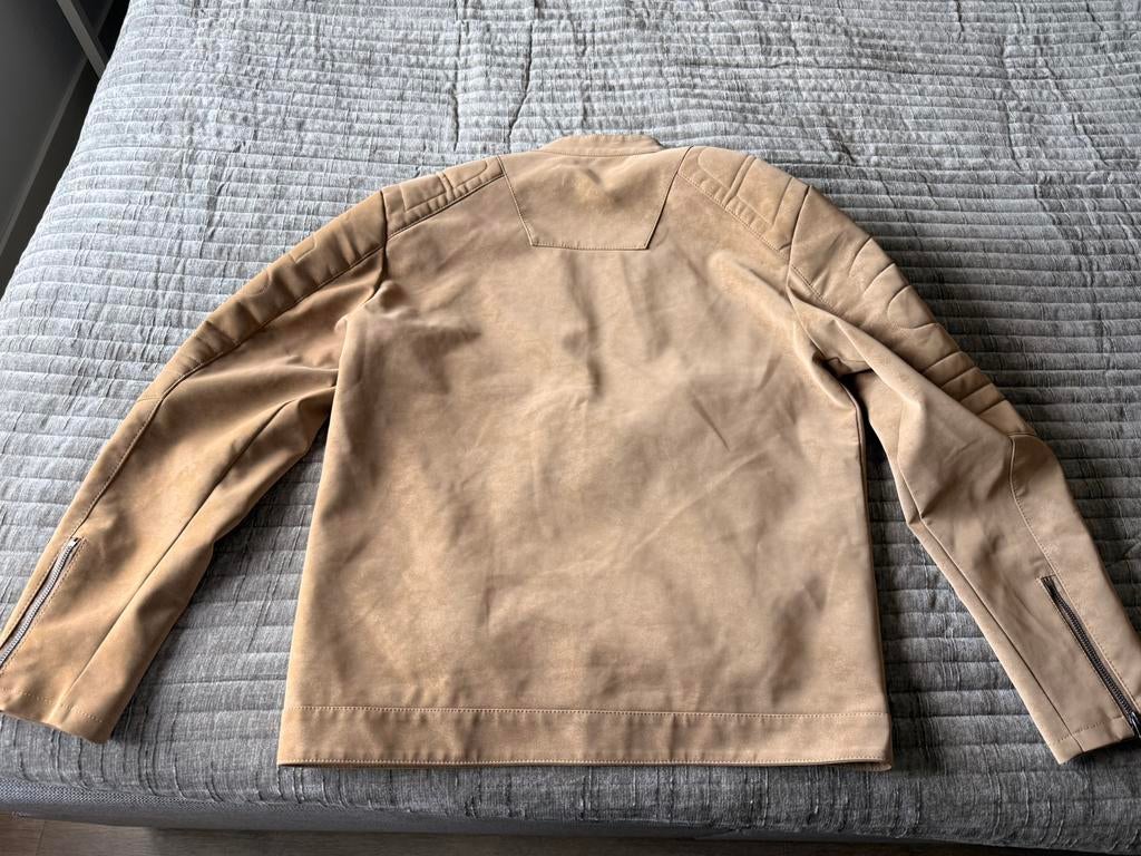Imitatie lederen sportieve jas (suede) (heren; XL), Ophalen of Verzenden, Zo goed als nieuw, Maat 56/58 (XL), Beige