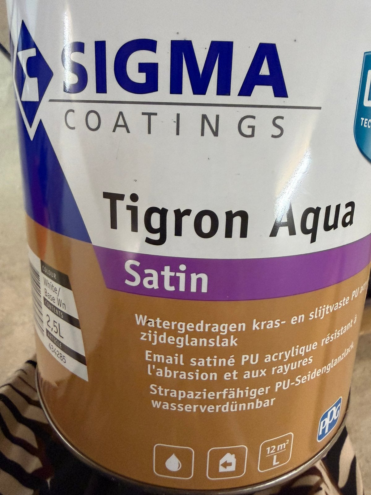 Sigma Tigron watergedragen donkergrijze lak 2,5liter, Ophalen of Verzenden, Nieuw, Acrylverf