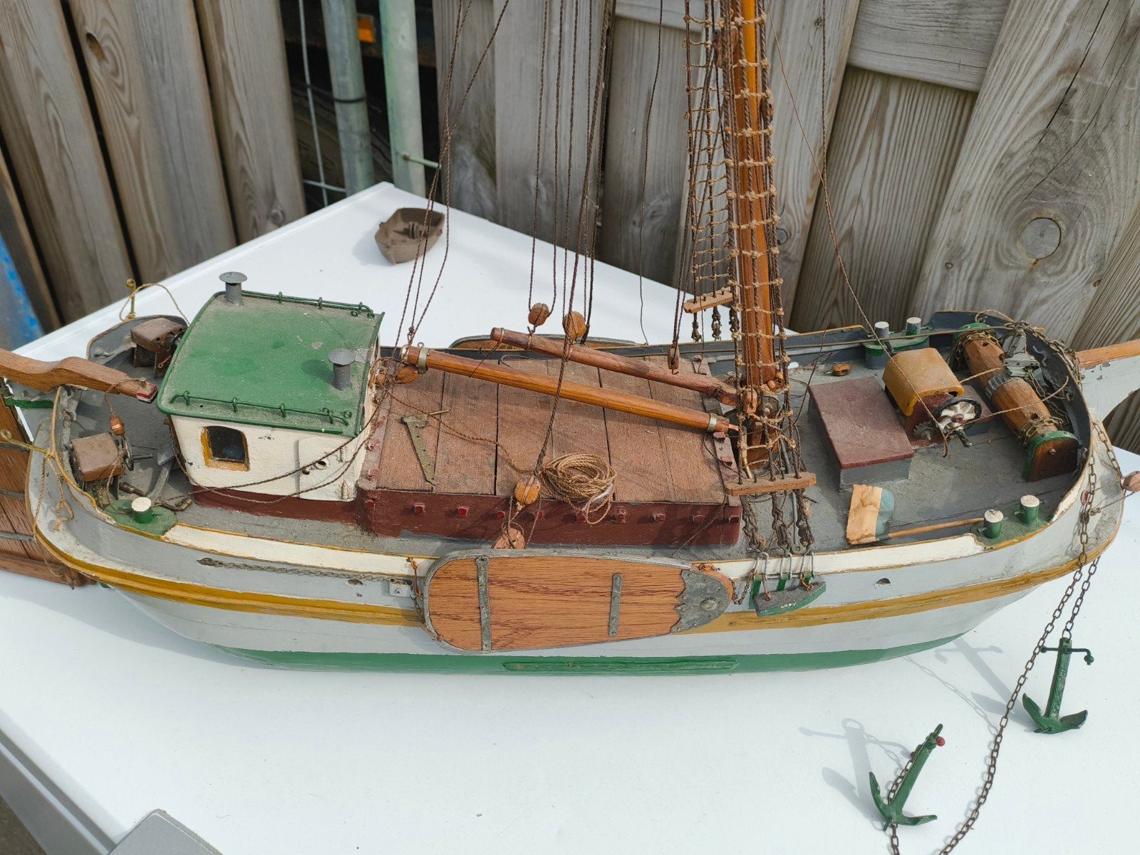 Vintage metalen modelboot, Hobby en Vrije tijd, Ophalen of Verzenden, Gebruikt