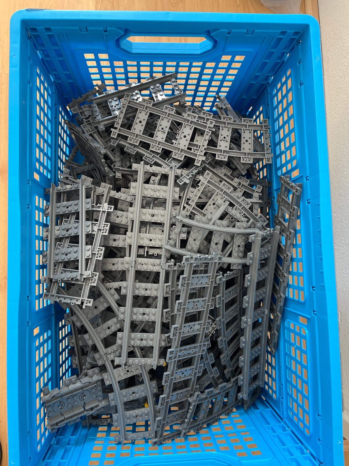 Grote partij LEGO treinrails bochten, rechte stukken wissel, Ophalen, Gebruikt, Lego, Losse stenen