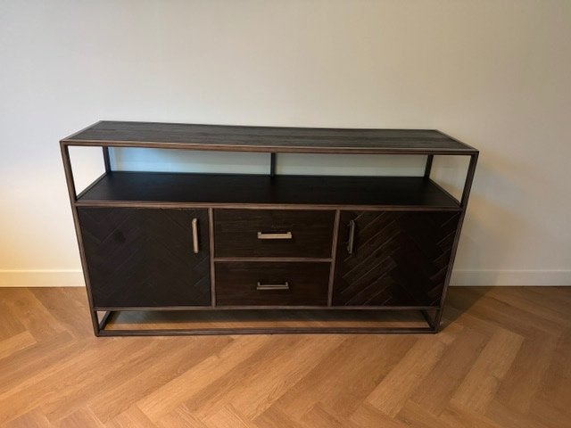 Eleonora dressoir HUDSON zwart 160x90x42cm, Met lade(s), 150 tot 200 cm, Zo goed als nieuw, 25 tot 50 cm