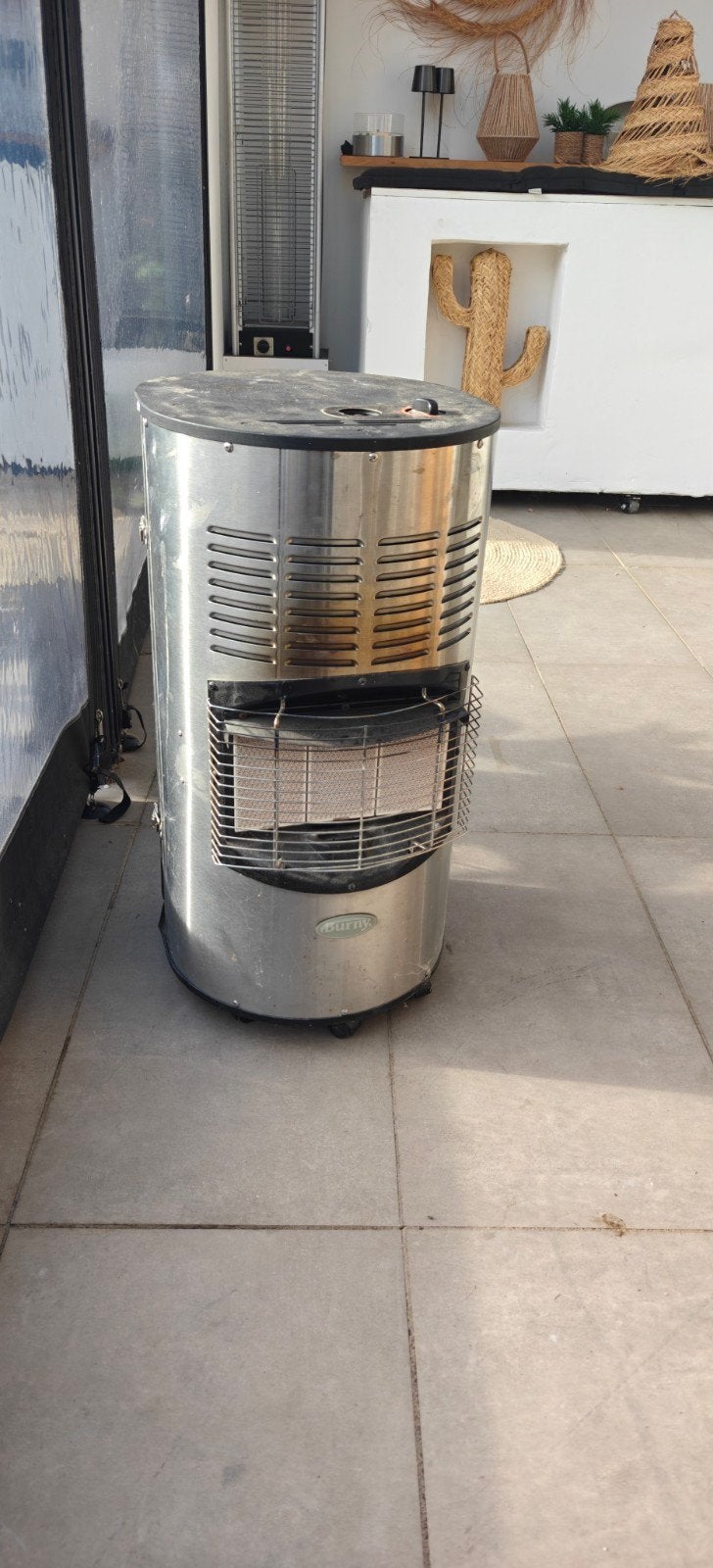 Burny Sahara Cabinet Inox heater - Zonder gasfles, Tuin en Terras, Ophalen, Gebruikt, Gas, Vloer