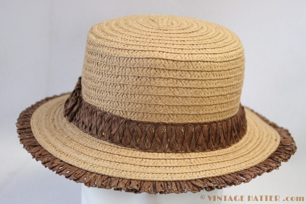 Boater hoed Hawkins bruin papier vouwbaar 56 en 57 Nieuw, 56 of 57 cm (M, 7 of 7⅛ inch), Hoed, Hawkins, Nieuw