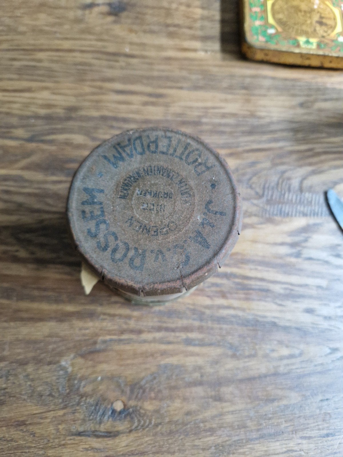 Antiek J.W.F. Rossem Rotterdam blikje - Patent N3219, Antiek en Kunst, Ophalen of Verzenden