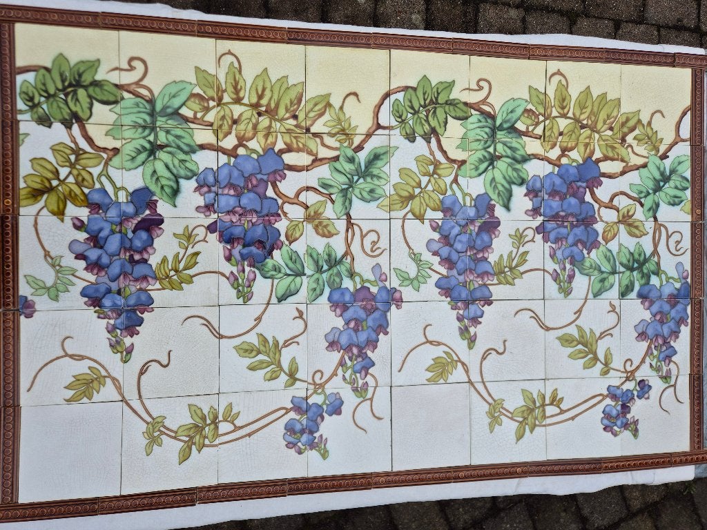 Uniek tegeltableau 40 tegels blauwe regen Gilliot Hemiksem, Ophalen