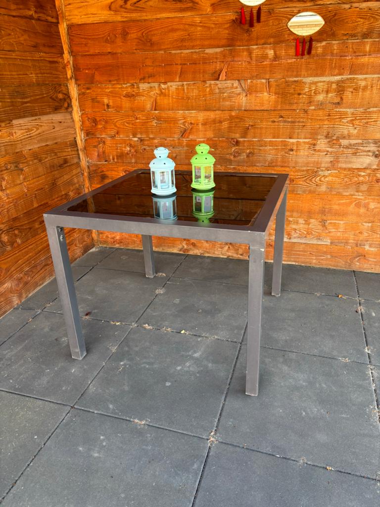 Verstelbare Tuintafel 90x90x75 cm, Ophalen, Gebruikt, Vierkant, Metaal