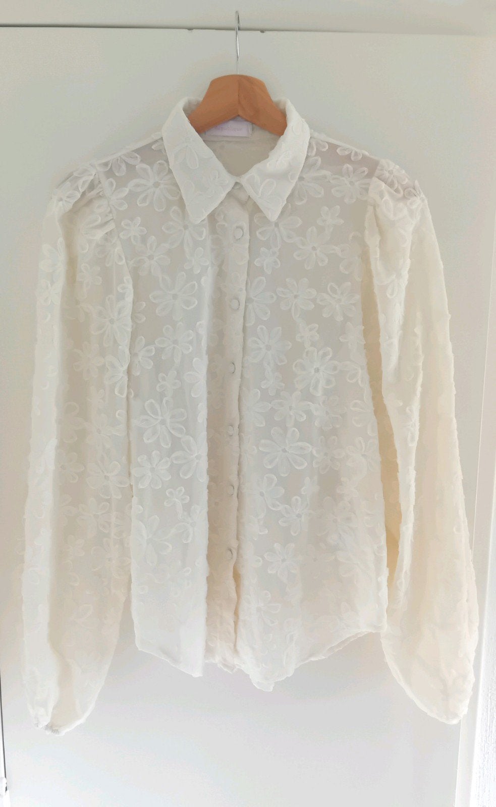 Republique blouse semi transparant bloemen offwhite L/40, Maat 38/40 (M), Wit, Ophalen of Verzenden, Zo goed als nieuw