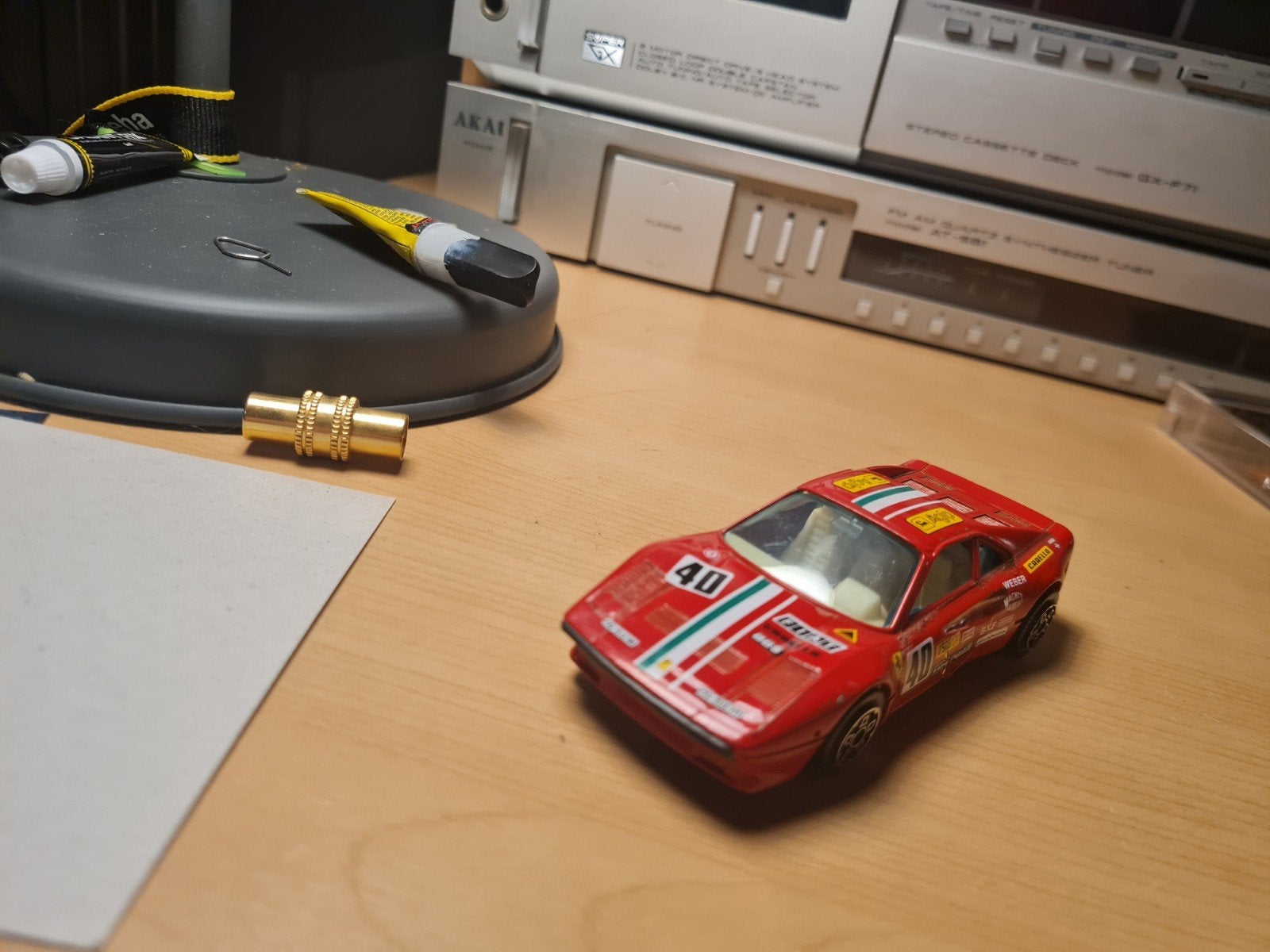 Vintage Ferrari 308 GTO 1:43 - Rood Bburago, Ophalen of Verzenden, Gebruikt, Auto, Overige merken