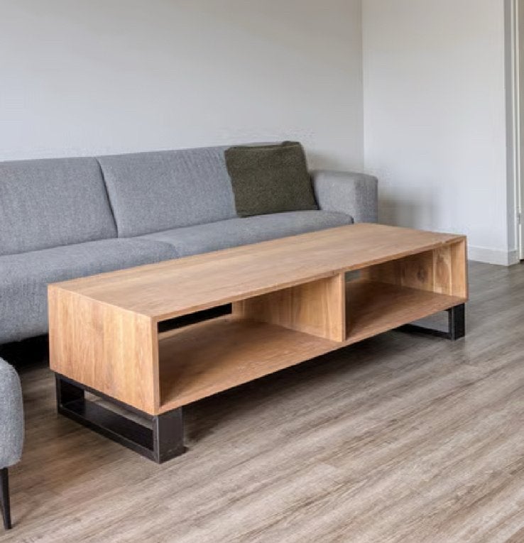 Mooie eikenhouten salontafel, Ophalen, 50 – 75, 100 tot 150 cm, Eikenhout