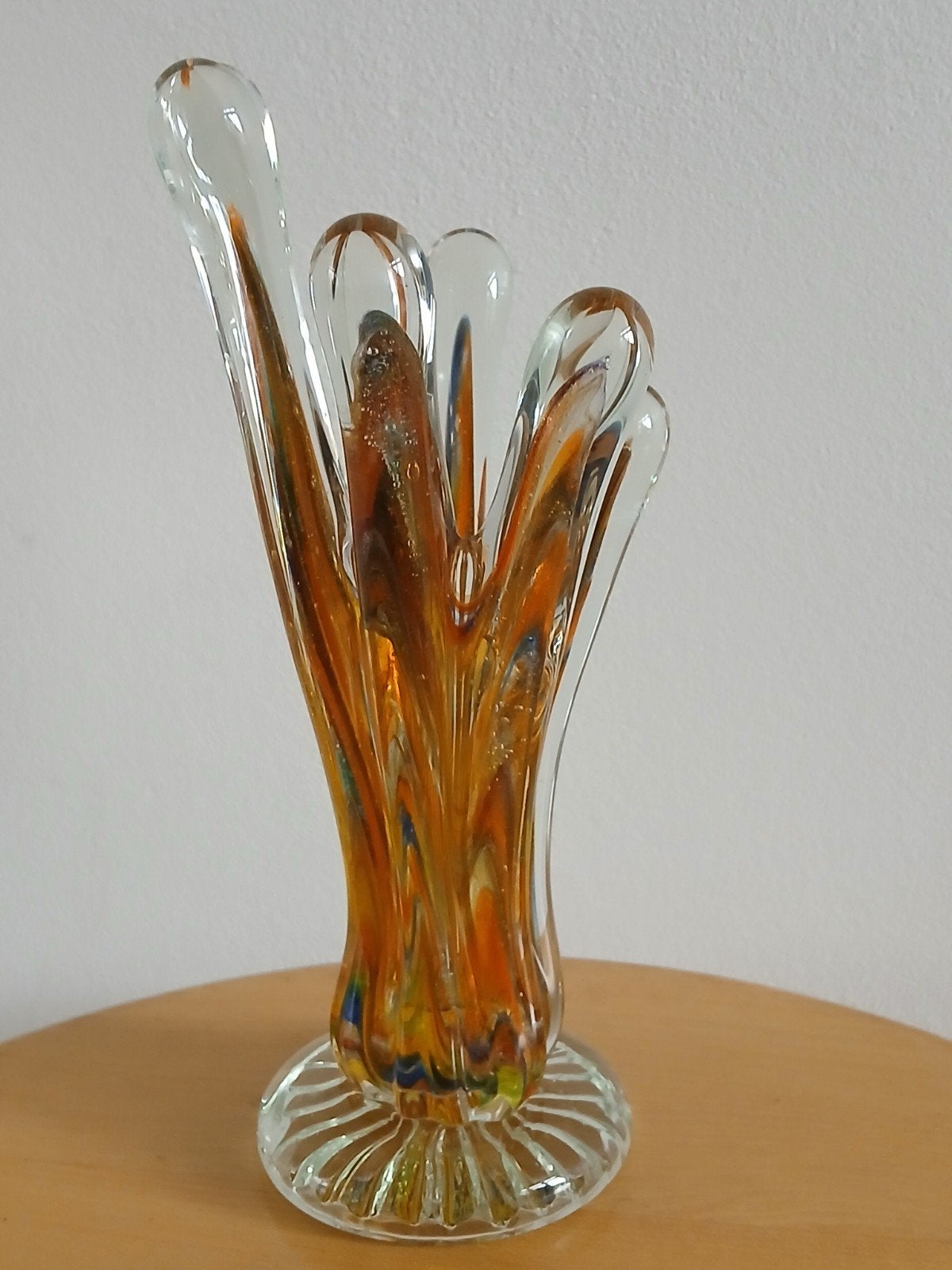 Vintage Vingervaas /Klauwvaas –Jaren 70 Glas., Antiek en Kunst, Antiek | Glas en Kristal, Ophalen of Verzenden