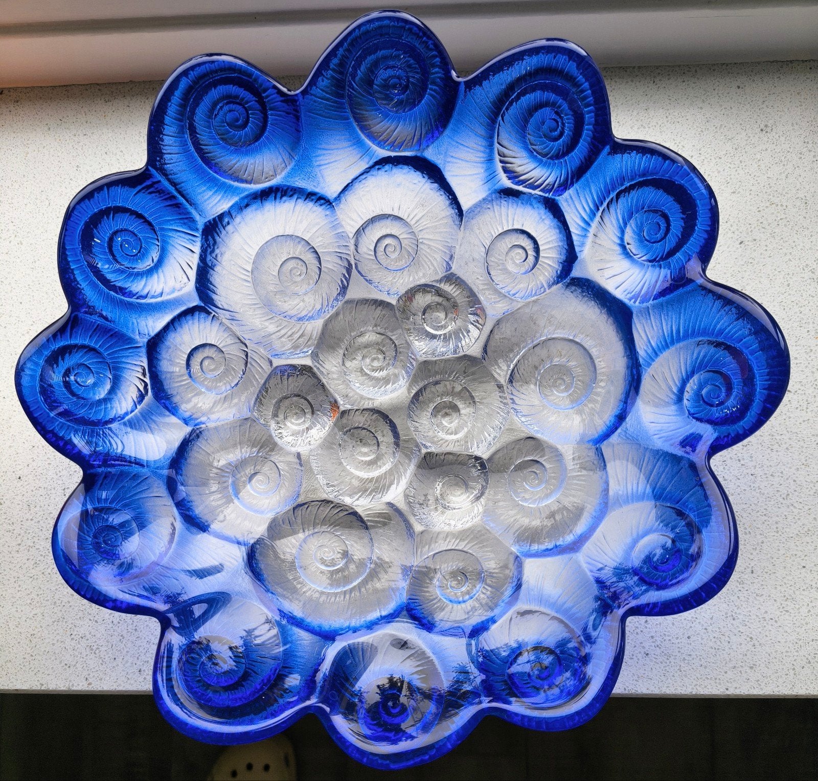 Walther Glas Muschel (schelp) schaal, kobaltblauw vintage, Antiek en Kunst, Antiek | Glas en Kristal, Ophalen of Verzenden