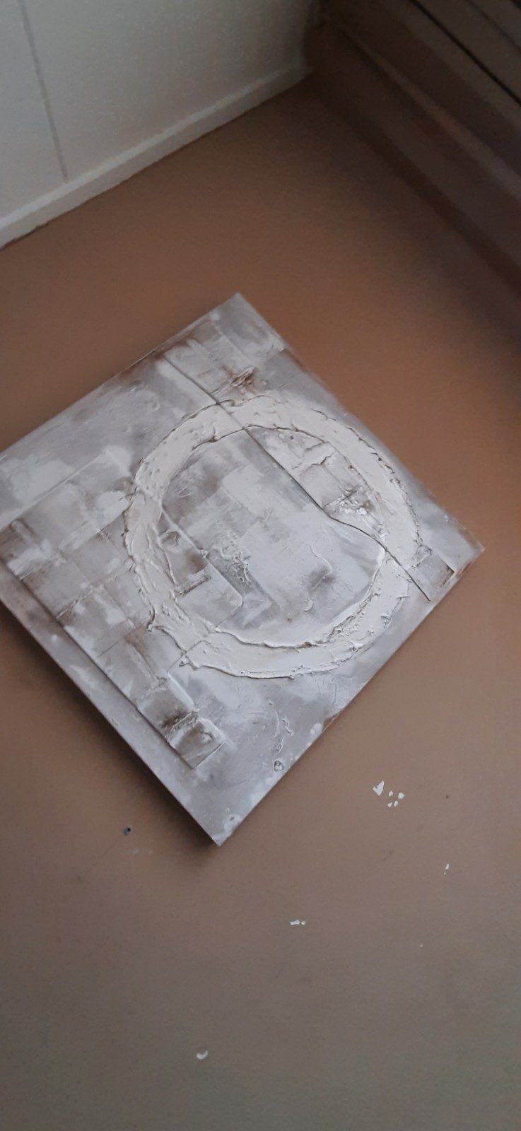 Abstract Kunstwerk met Textuur - Wit/Grijs, Ophalen of Verzenden