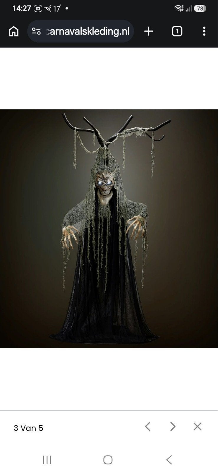 Behekste Halloween Boom - Bewegend en pratend (200 cm), Ophalen, Nieuw, Versiering, Halloween of Griezel