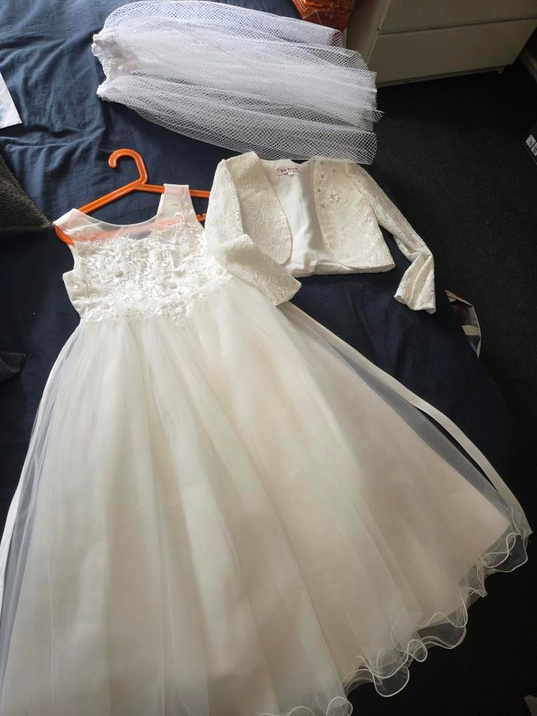 Elegante communiejurk met bolero - Wit, Ophalen of Verzenden, Zo goed als nieuw, Overige typen
