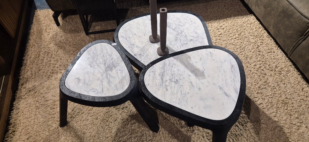 Salontafel Hout + Witmarmer set | Showmodel Korting pakker