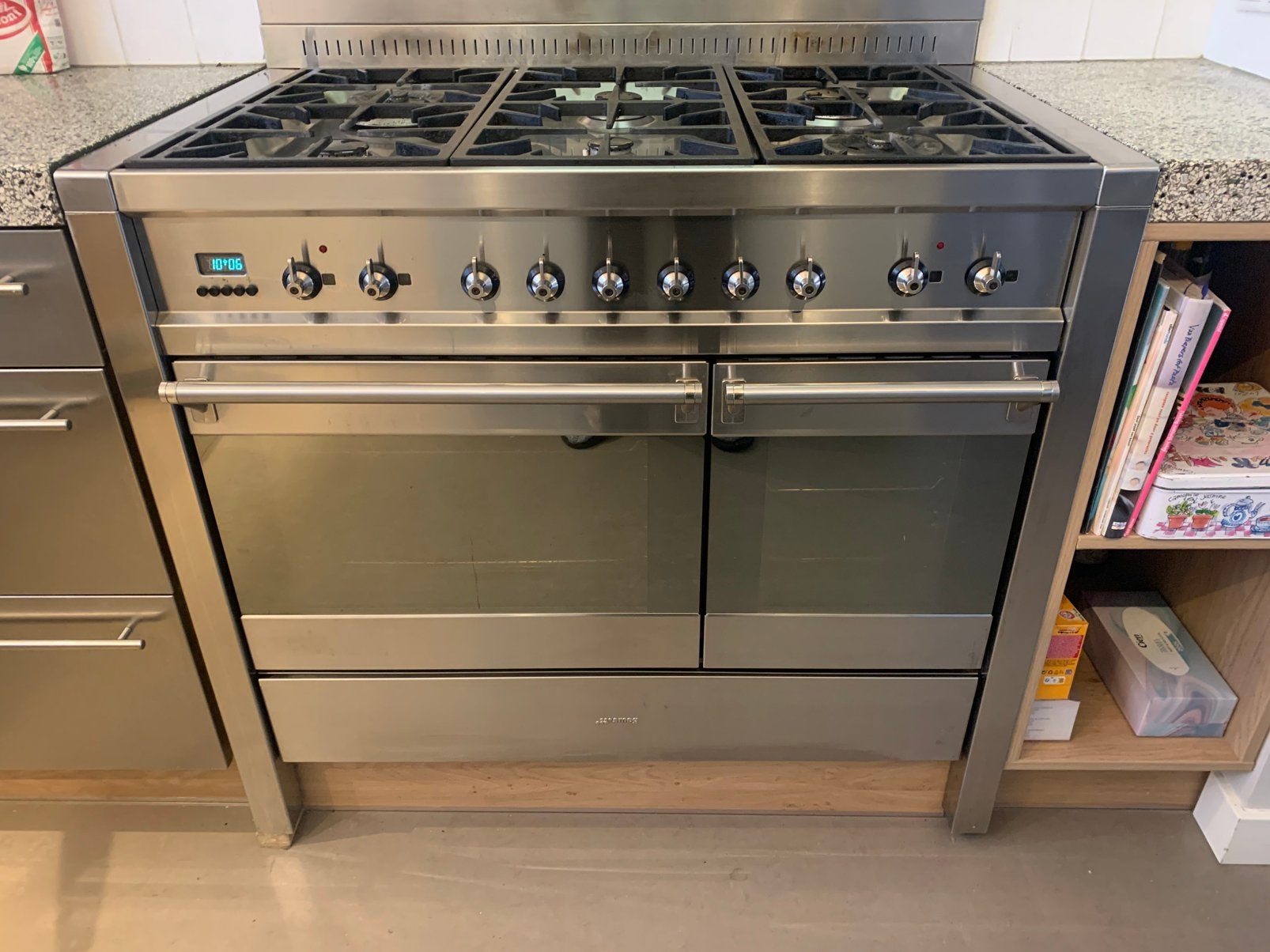 Smeg oven 100cm cs20nl, Witgoed en Apparatuur, Fornuizen, Gebruikt, Vrijstaand, Gas, 5 kookzones of meer, 85 tot 90 cm, 60 cm of meer