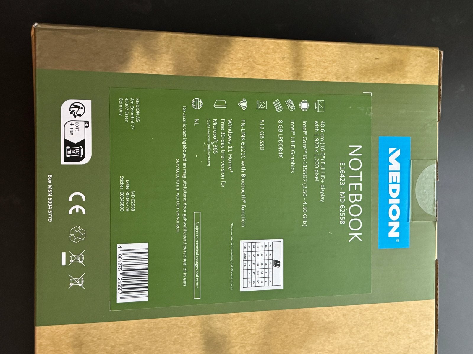 Medion Notebook E16423 MD 62558 - Nieuwstaat, 2 tot 3 Ghz, Qwerty, 8 GB, Ophalen of Verzenden