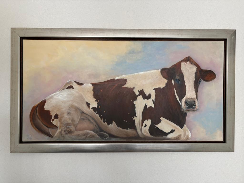 Schilderij koe ‘Geertje’, inclusief lijst, Antiek en Kunst, Ophalen