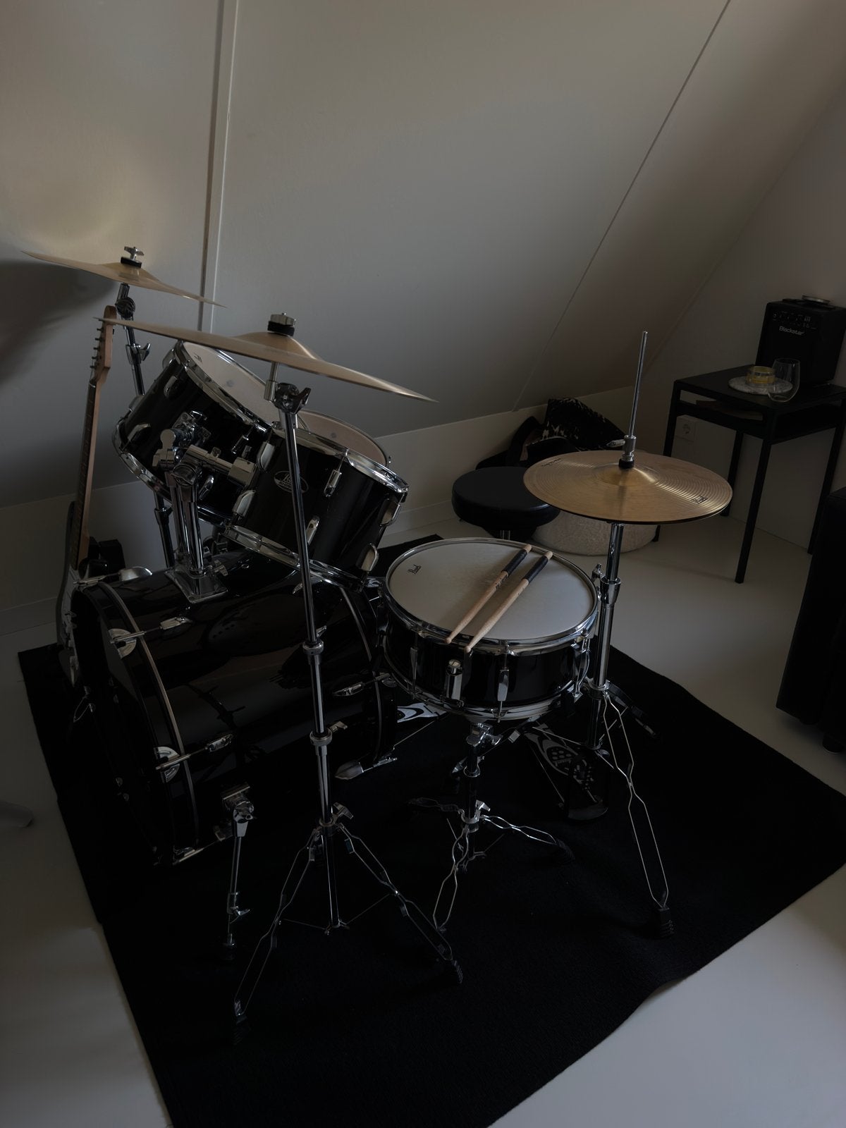 PEARL drumset met matje, stoel en extra’s, Ophalen of Verzenden, Zo goed als nieuw, Pearl