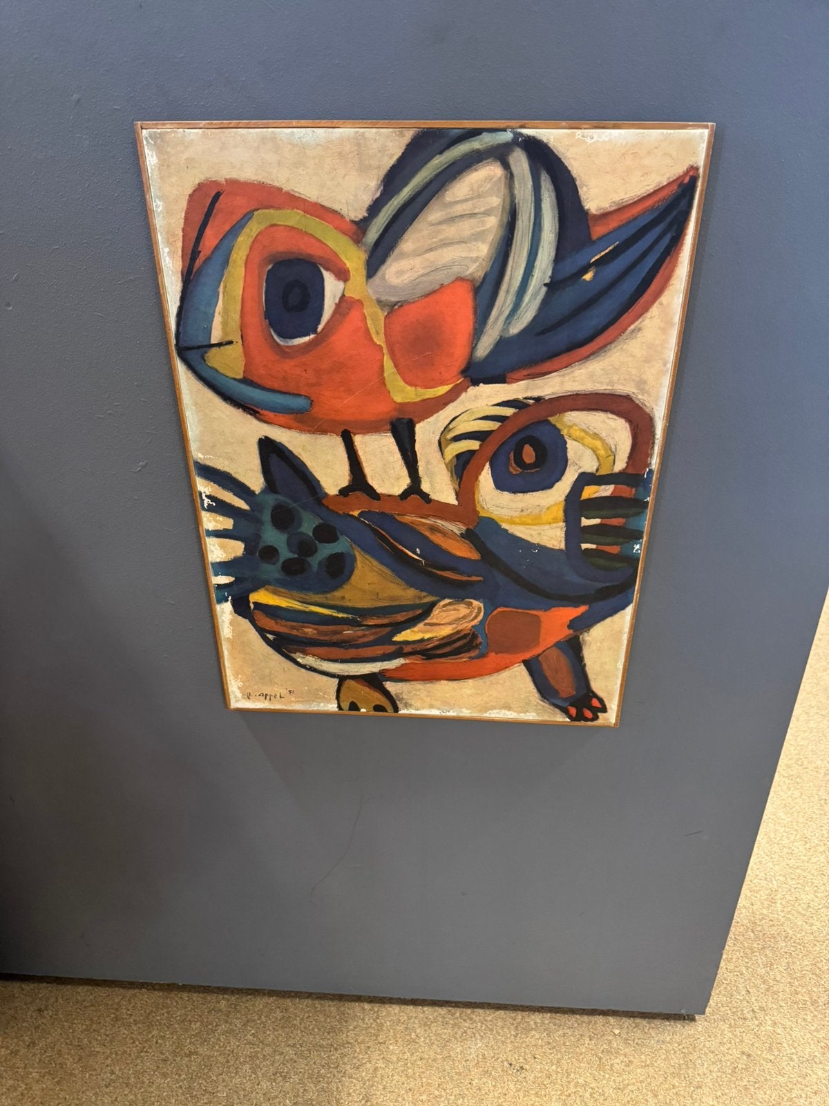 Karel Appel schilderij twee vogels Direct leverbaar, Abstract, Hout, Ophalen of Verzenden, Print
