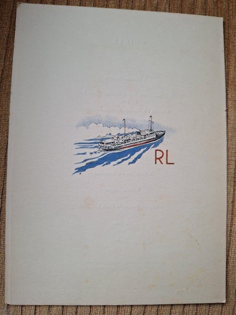 Menu kaarten  Willem Ruys 1951, Verzamelen, Scheepvaart, Ophalen of Verzenden, Gebruikt, Kaart, Foto of Prent