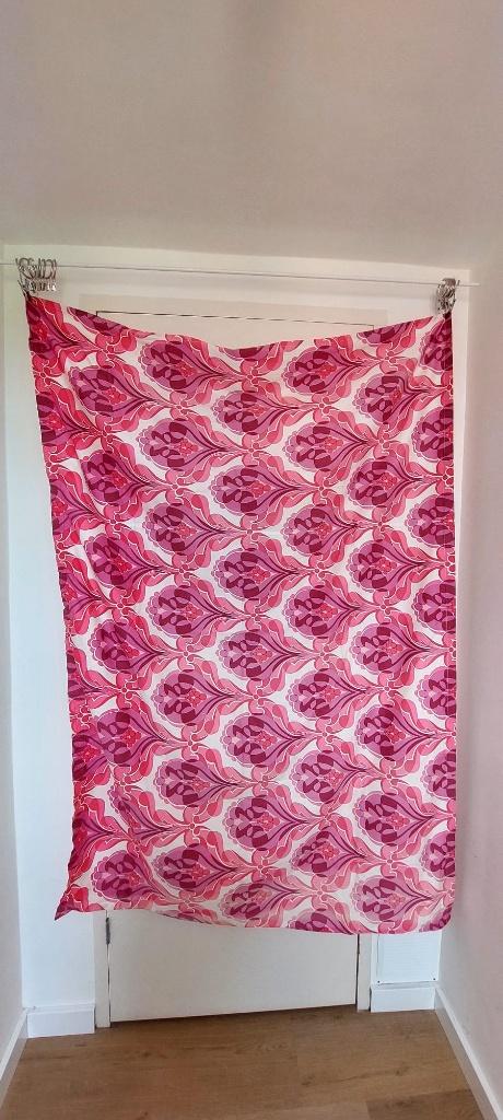 Vintage retro gordijn / stof paneel – Jaren 70 (roze/paars), Huis en Inrichting, Stoffering | Gordijnen en Lamellen, Eu, Gebruikt
