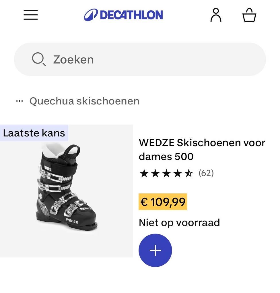 Wedze dames skischoenen zwart, maat 26/26.5 (40), Sport en Fitness, Skiën en Langlaufen, Schoenen, Zo goed als nieuw, Skiën, Ophalen