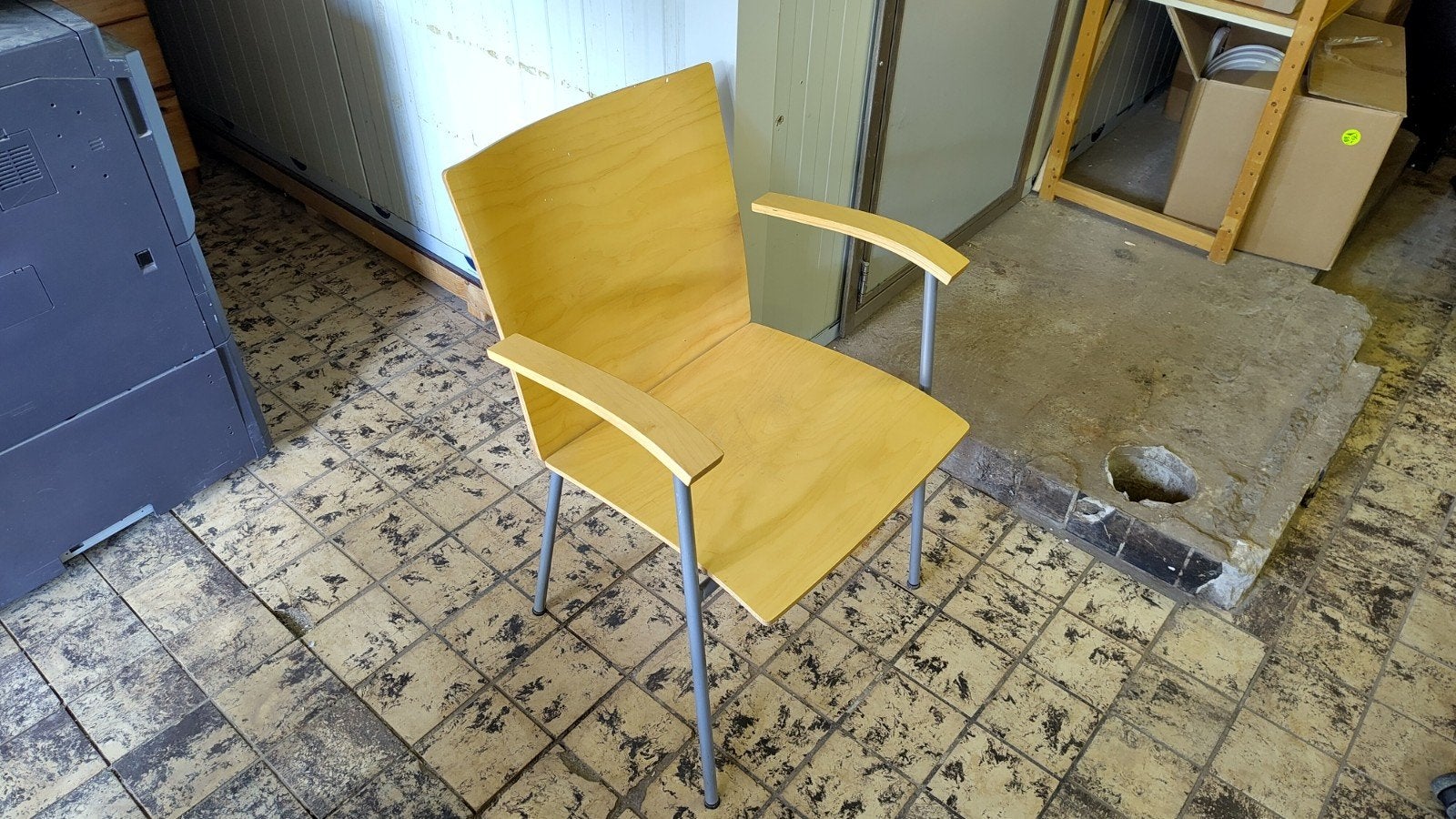 Set van 7 houten stoelen met armleuningen, Ophalen, Gebruikt, Bruin, Hout