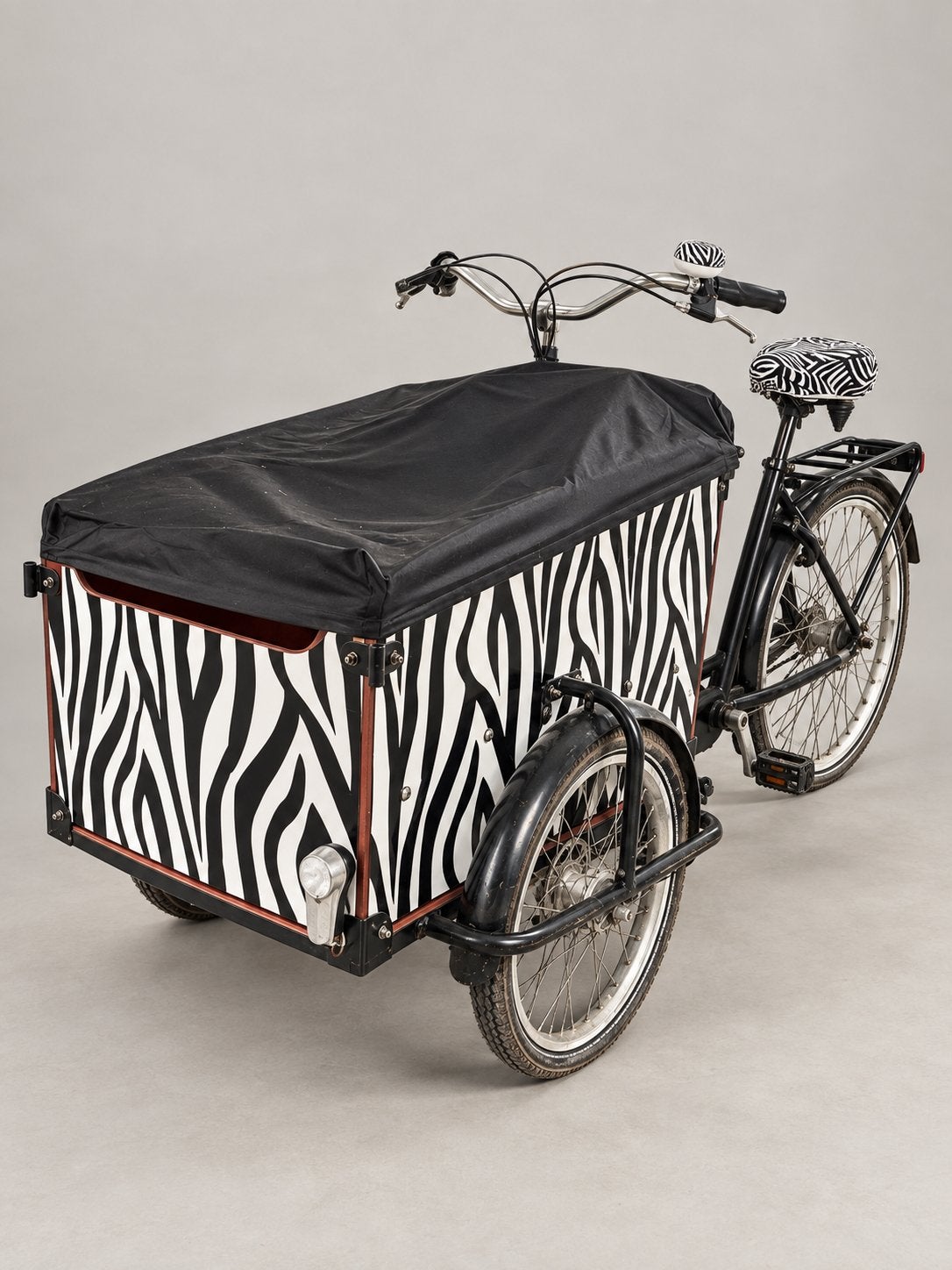 Babboe Big met zebraprint - bakfiets, Gebruikt, Huif, 3 kinderen, Ophalen