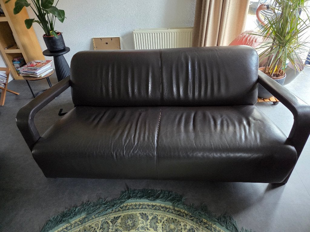 Leolux bank bruin Antipode + 2 fauteuils, Huis en Inrichting, Ophalen, Gebruikt, Minder dan 75 cm, 150 tot 200 cm
