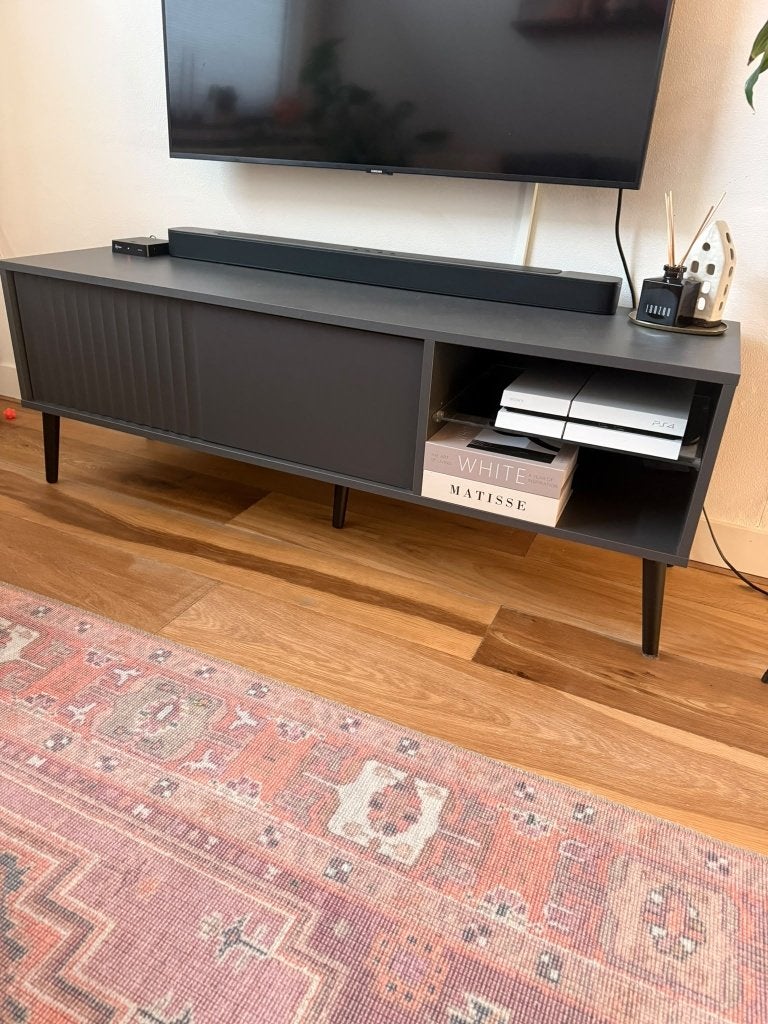 Tv meubel antraciet - Meubella, Ophalen, 100 tot 150 cm, Zo goed als nieuw, Minder dan 100 cm
