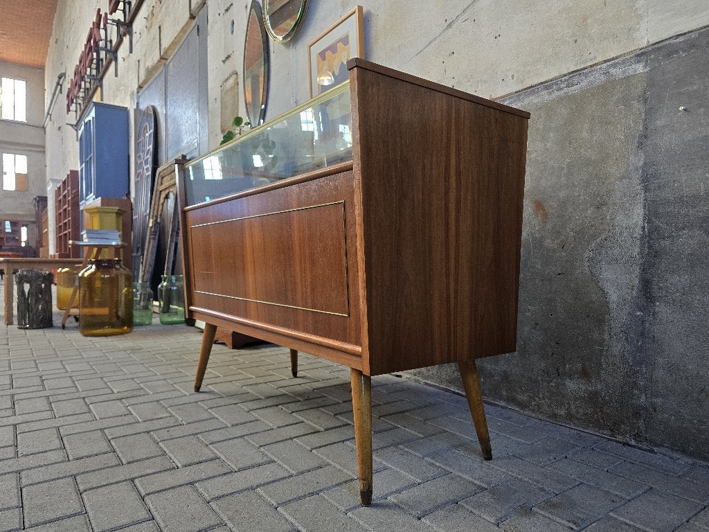 Mid Century Toonbank Vintage Winkel Vitrine Balie Counter 2, Mid Century Design Vintage Retro, Gebruikt, 100 tot 150 cm, Kersenhout