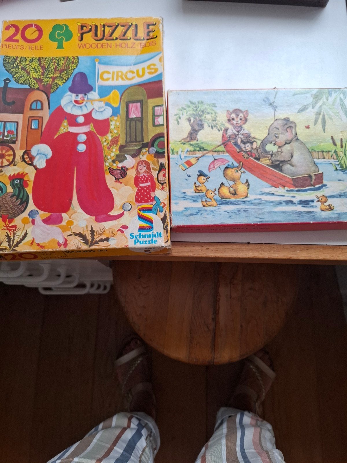 2 Vintage Houten Puzzels: Circus & Dieren in Boot, Kinderen en Baby's, Speelgoed | Kinderpuzzels, 2 tot 4 jaar, Gebruikt, 10 tot 50 stukjes