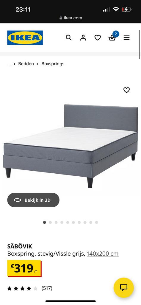 Boxspring, Ophalen, Tweepersoons, 140 cm, Zo goed als nieuw