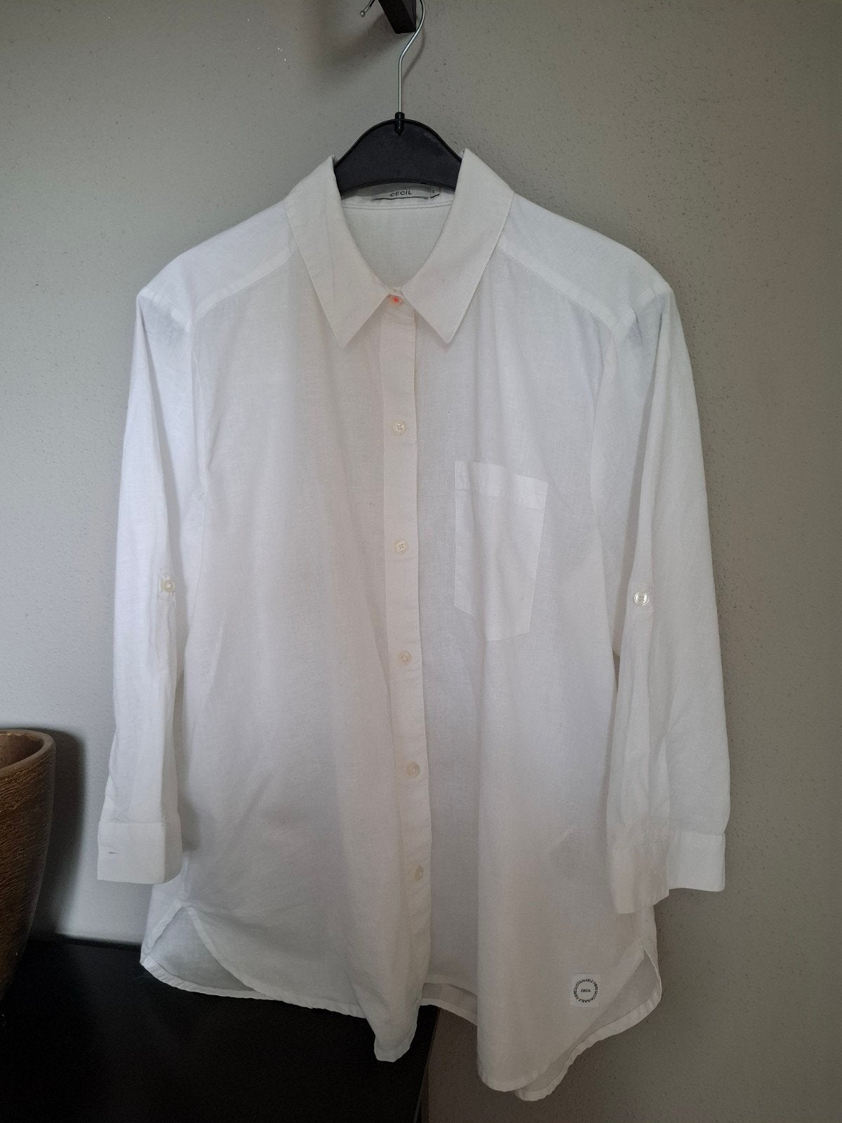 Witte linnen blouse Cecil maat L, Wit, Maat 42/44 (L), Nieuw, Ophalen of Verzenden