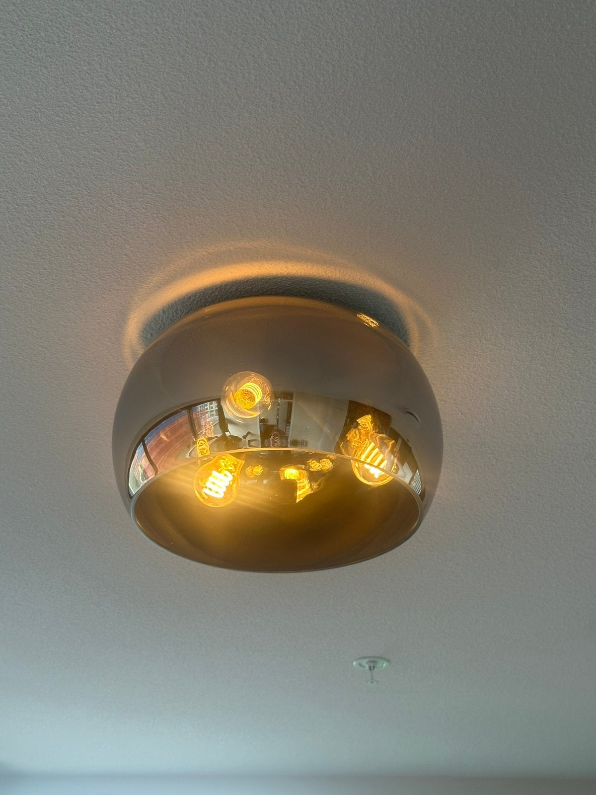 Plafonnière met rookglas, 3 lichtpunten, Ophalen, Zo goed als nieuw